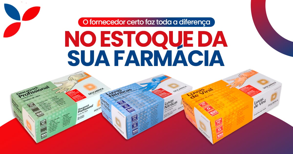 luvas e descartáveis hospitalares para farmácias organizados em estoque