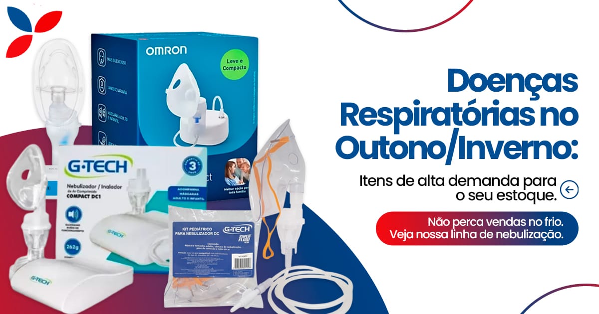 nebulizadores Omron e G-Tech — produtos respiratórios de alta demanda no outono e inverno
